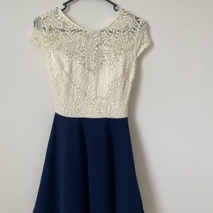 White and Blue Lace mini Spring dress